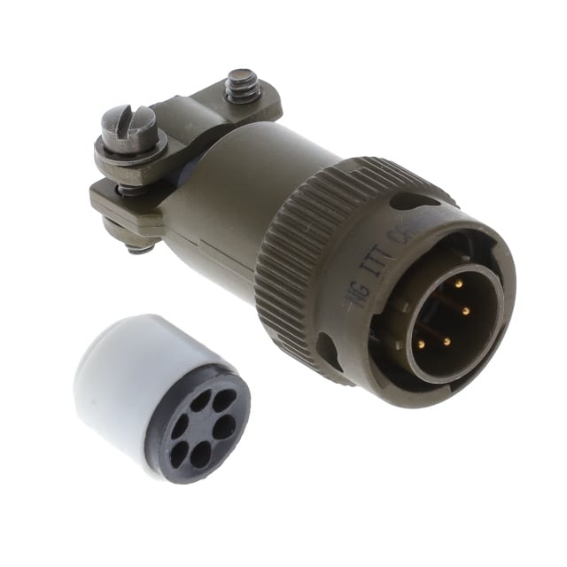 Real miniature circular connector sample shown with its cable-side hardware.
