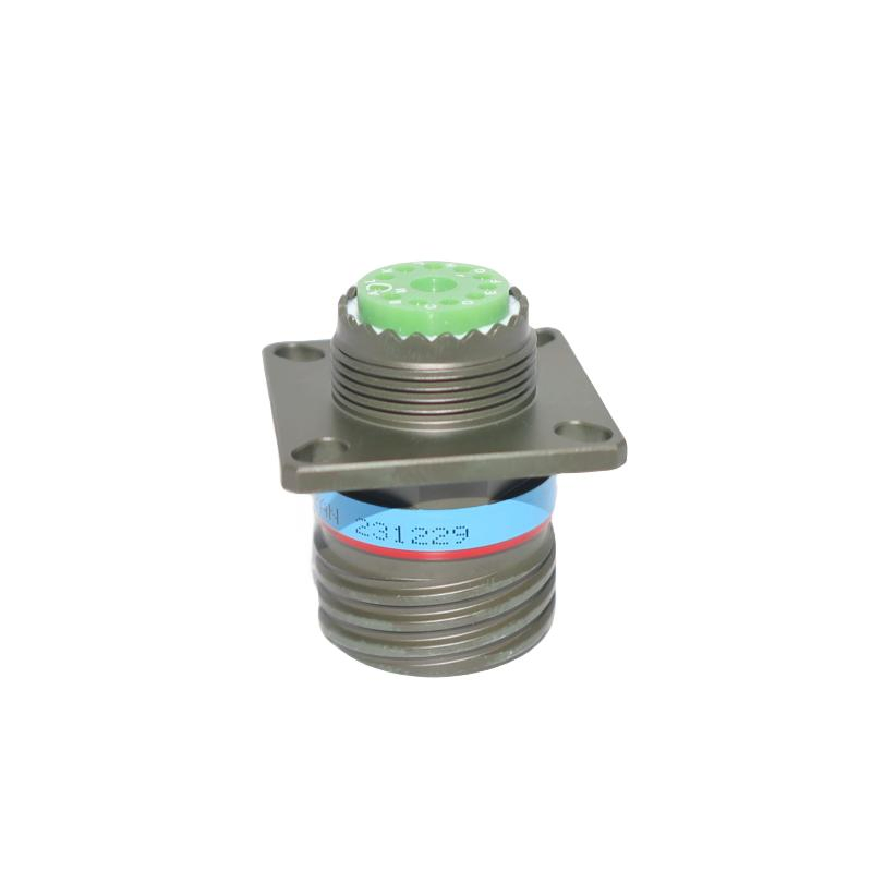 Wall-mount receptacle example with flange mounting holes.