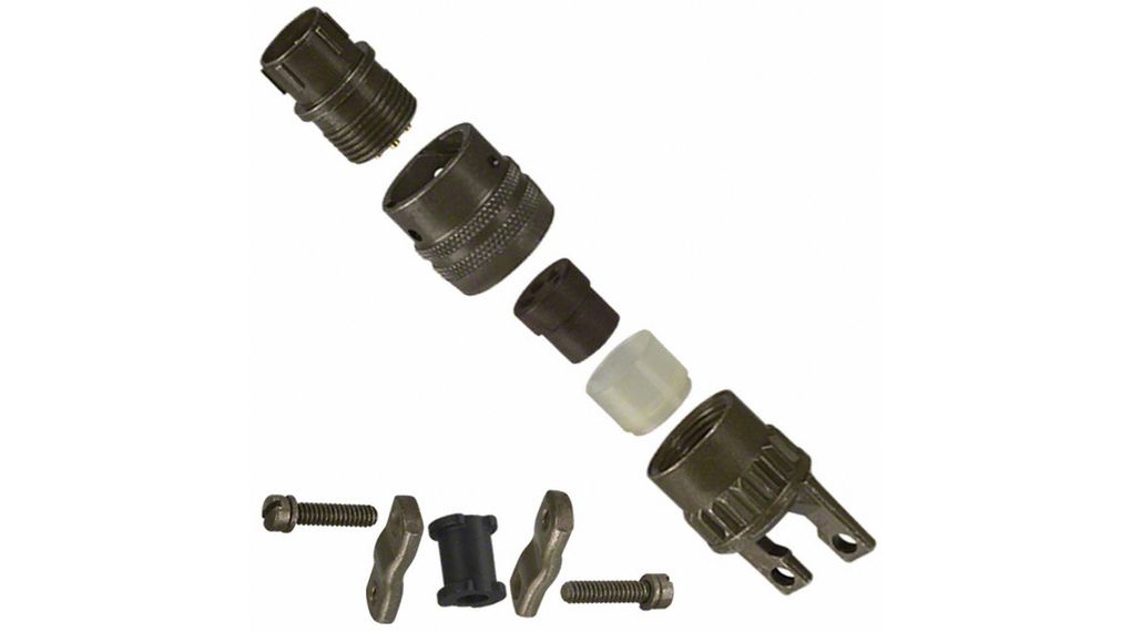 A real disassembled circular connector sample showing its separate rear components.