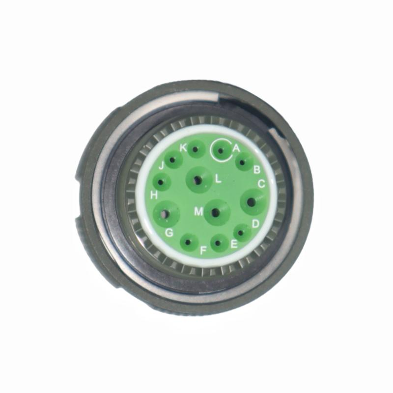Supplier cable-side rear seal and cavity lettering, viewed from the wire-entry side