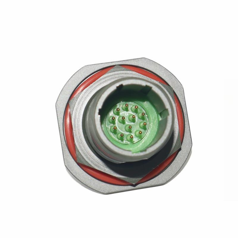 Real jam-nut receptacle sample with retaining hardware.